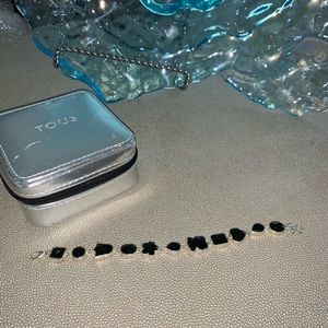 TOUS Black Onyx Charm Station Bracelet